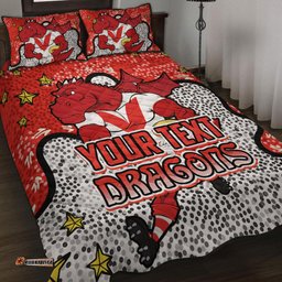 St. George Illawarra Dragons Custom Quilt Bed Set - Team With Dot And Star Patterns For Tough Fan Quilt Bed Set