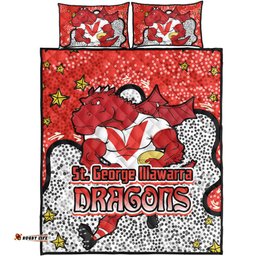 St. George Illawarra Dragons Custom Quilt Bed Set - Team With Dot And Star Patterns For Tough Fan Quilt Bed Set