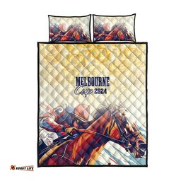 Melbourne Horse Racing Quilt Bed Set Yellow Rose Champion