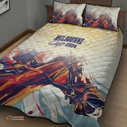 Melbourne Horse Racing Quilt Bed Set Yellow Rose Champion