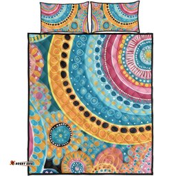 Australia Aboriginal Quilt Bed Set - Colorful Pattern And Dots Art Quilt Bed Set