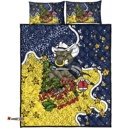 North Queensland Cowboys Christmas Custom Quilt Bed Set - Let's Get Lit Chrisse Pressie Quilt Bed Set