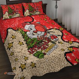 Redcliffe Dolphins Christmas Custom Quilt Bed Set - Let's Get Lit Chrisse Pressie Quilt Bed Set