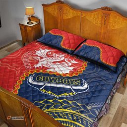 Custom Dragons And Cowboys Rugby Quilt Bed Set Aboriginal Mix Polynesian Pattern