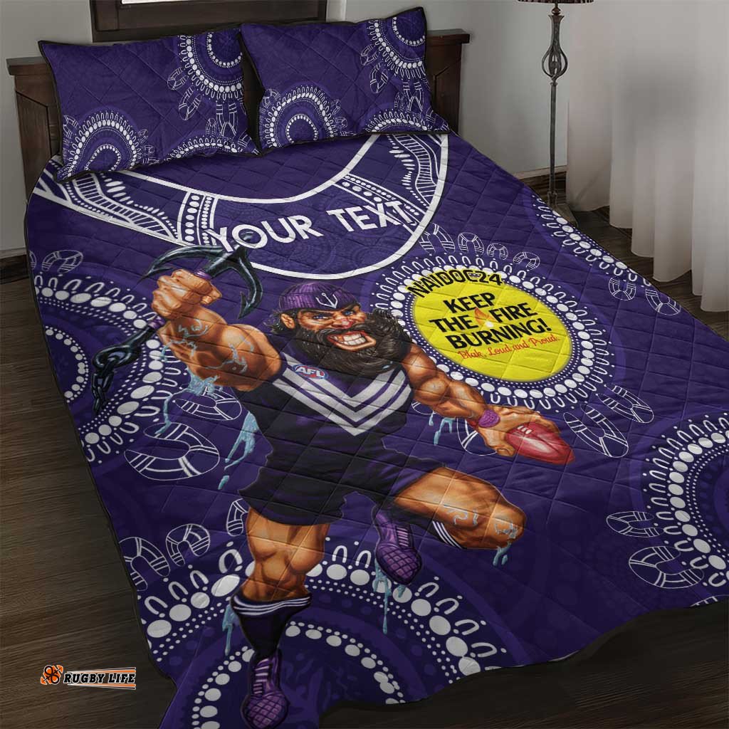 Custom AFL Dockers NAIDOC Week Quilt Bed Set Keep The Fire Burning Indigenous Art