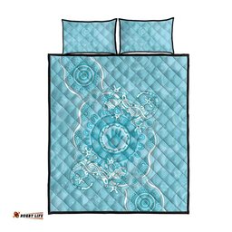 Blue Australia Lizard With Aboriginal Art Quilt Bed Set
