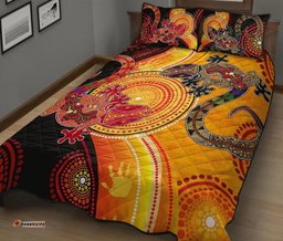 Australia Aboriginal Inspired Quilt Bed Set - Couple Aboriginal Inspired Lizards