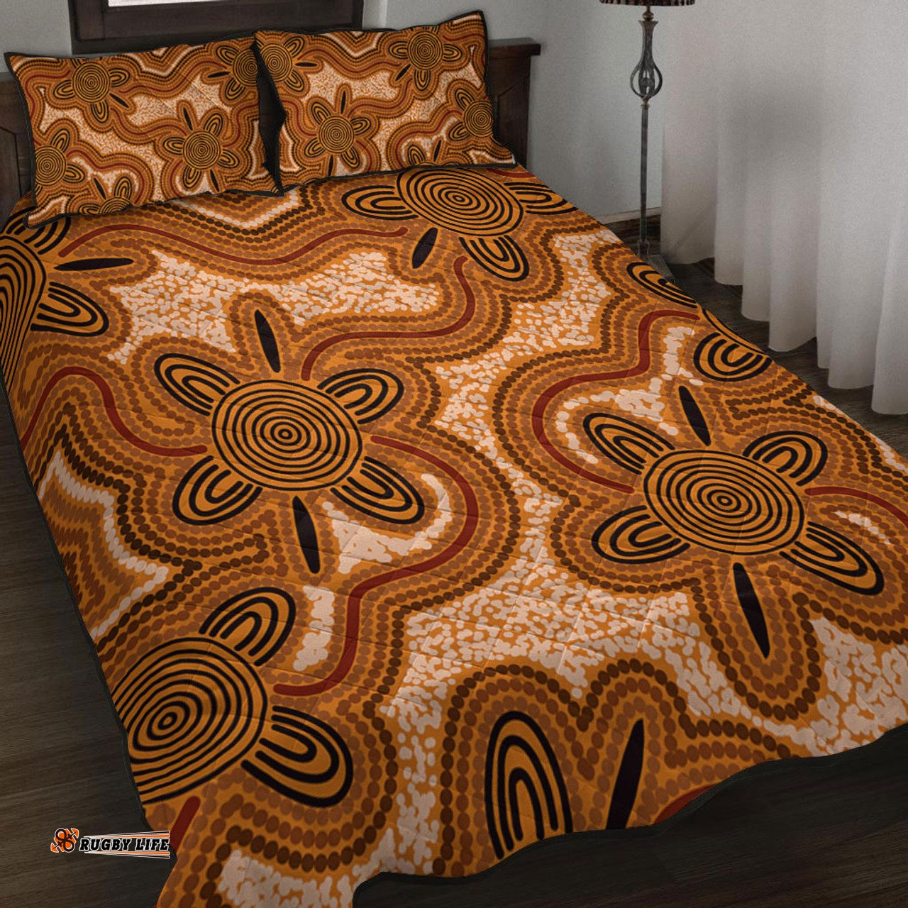 Australia Aboriginal Quilt Bed Set - Aboriginal Art Background Connection Concept Quilt Bed Set