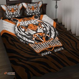Wests Tigers Quilt Bed Set Talent Win Games But Teamwork And Intelligence Win Championships With Aboriginal Style