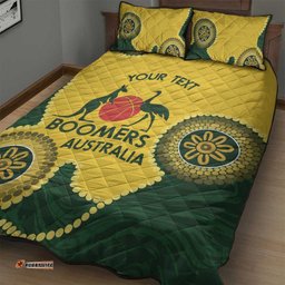 Custom Australia Boomers Quilt Bed Set Aboriginal With Marble Pattern Yellow