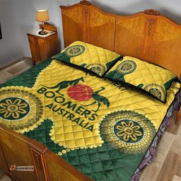 Custom Australia Boomers Quilt Bed Set Aboriginal With Marble Pattern Yellow