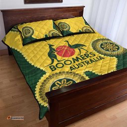 Custom Australia Boomers Quilt Bed Set Aboriginal With Marble Pattern Yellow