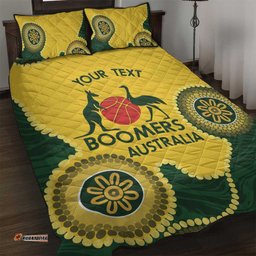 Custom Australia Boomers Quilt Bed Set Aboriginal With Marble Pattern Yellow