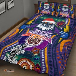 Melbourne Storm Christmas Quilt Bed Set - Custom Merry Christmas Indigenous Melbourne Storm