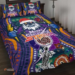 Melbourne Storm Christmas Quilt Bed Set - Custom Merry Christmas Indigenous Melbourne Storm