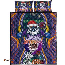 Melbourne Storm Christmas Quilt Bed Set - Custom Merry Christmas Indigenous Melbourne Storm