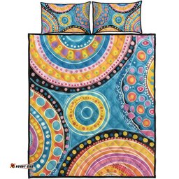 Australia Aboriginal Quilt Bed Set - Dots Art And Colorful Pattern Quilt Bed Set