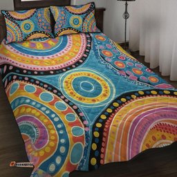 Australia Aboriginal Quilt Bed Set - Dots Art And Colorful Pattern Quilt Bed Set