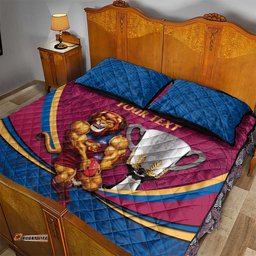 Personalised AFL Brisbane Lions Quilt Bed Set 2024 We Are The Champions Trophy Style