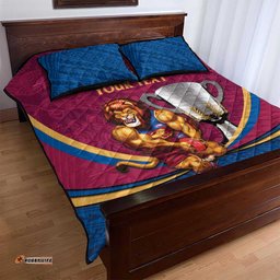 Personalised AFL Brisbane Lions Quilt Bed Set 2024 We Are The Champions Trophy Style