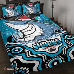 Cronulla-Sutherland Sharks Christmas Quilt Bed Set - Custom Christmas Super Sharkies Indigenous
