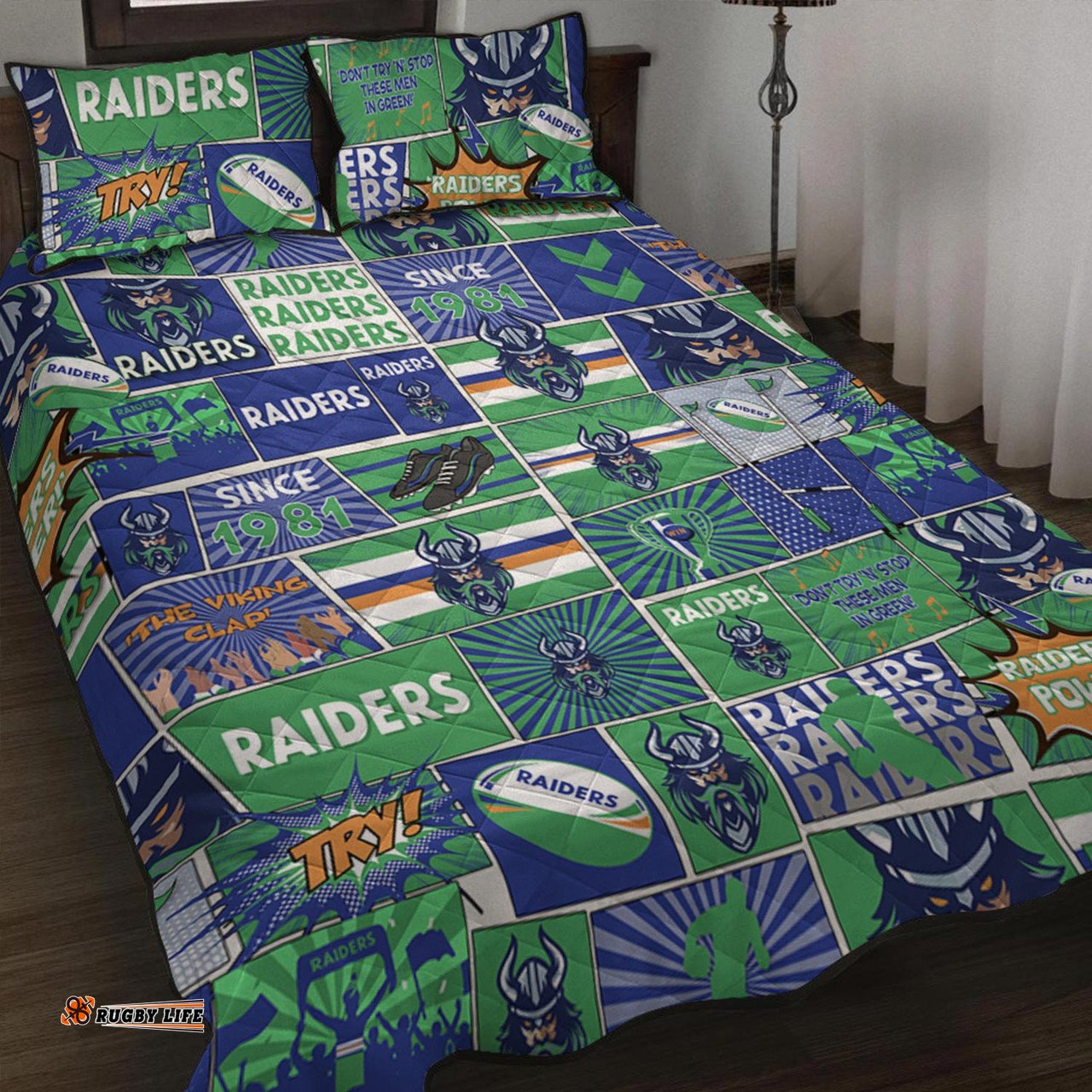 Canberra Raiders Quilt Bed Set - Team Of Us Die Hard Fan Supporters Comic Style