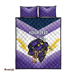Personalised Storm Rugby 2024 Quilt Bed Set Mascot With Trophy Go Champions Aboriginal Art