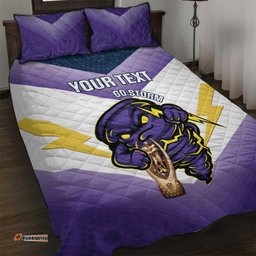 Personalised Storm Rugby 2024 Quilt Bed Set Mascot With Trophy Go Champions Aboriginal Art