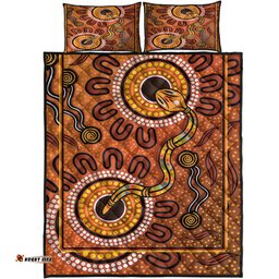 Australia Aboriginal Inspired Quilt Bed Set - The Indigenous Rainbow Serpent