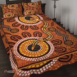 Australia Aboriginal Inspired Quilt Bed Set - The Indigenous Rainbow Serpent