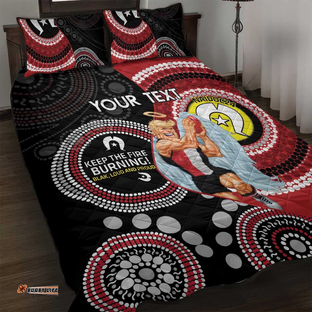 Custom AFL St Kilda NAIDOC Week Quilt Bed Set Keep The Fire Burning Indigenous Art