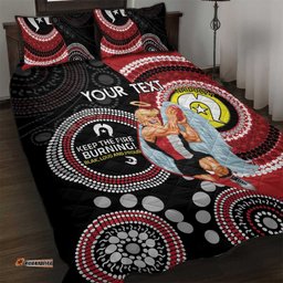 Custom AFL St Kilda NAIDOC Week Quilt Bed Set Keep The Fire Burning Indigenous Art