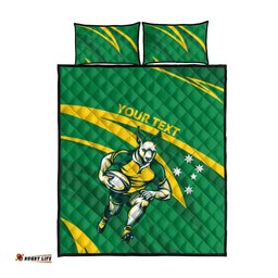 personalized australia rugby champion quilt bed set wallabies mascot with sporty style