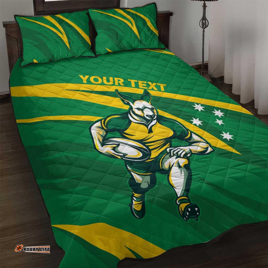 personalized australia rugby champion quilt bed set wallabies mascot with sporty style