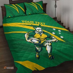 personalized australia rugby champion quilt bed set wallabies mascot with sporty style
