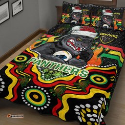 Penrith Panthers Christmas Quilt Bed Set - Custom Christmas Indigenous Penrith Panthers