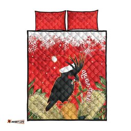 Personalised Palm Cockatoo Australia Christmas Quilt Bed Set Merry Chrissie Banksia Flowers