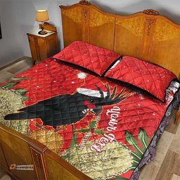 Personalised Palm Cockatoo Australia Christmas Quilt Bed Set Merry Chrissie Banksia Flowers