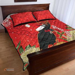 Personalised Palm Cockatoo Australia Christmas Quilt Bed Set Merry Chrissie Banksia Flowers