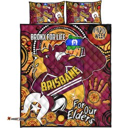Brisbane Broncos Naidoc Week Custom Quilt Bed Set - Brisbane Broncos Naidoc Week For Our Elders Bronx for Life Sport Style Quilt Bed Set