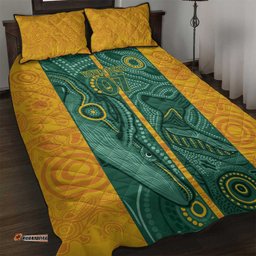 Australia 2024 Custom Quilt Bed Set Aboriginal GO Team Aussie
