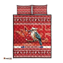 Aussie Kookaburra Quilt Bed Set Merry Christmas Red Style