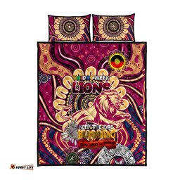 brisbane lions naidoc week 2024 quilt bed set mascot football dt02