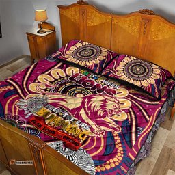 brisbane lions naidoc week 2024 quilt bed set mascot football dt02