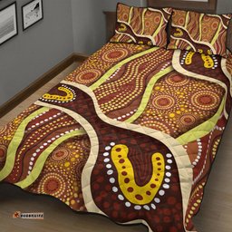 Australia Aboriginal Inspired Quilt Bed Set - Indigenous Art Aboriginal Inspired Dot Painting Style 5