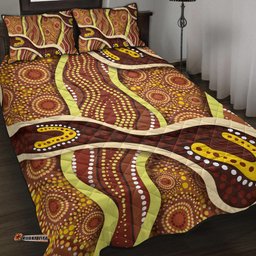 Australia Aboriginal Inspired Quilt Bed Set - Indigenous Art Aboriginal Inspired Dot Painting Style 5