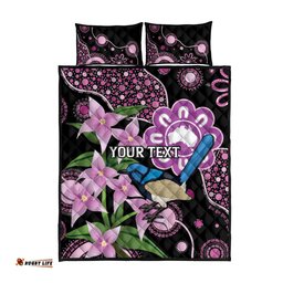 Personalised Australia Boronia And Malurus Cyaneus Quilt Bed Set Aboriginal Art