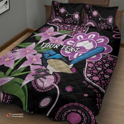 Personalised Australia Boronia And Malurus Cyaneus Quilt Bed Set Aboriginal Art