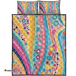 Australia Aboriginal Quilt Bed Set - Aboriginal Colourful Dots Inspired Quilt Bed Set