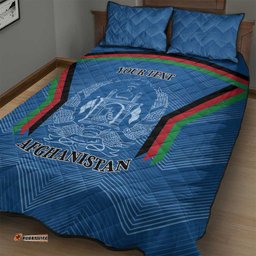 Custom Afghanistan Cricket Quilt Bed Set Afghan Coat Of Arm with Special Flag